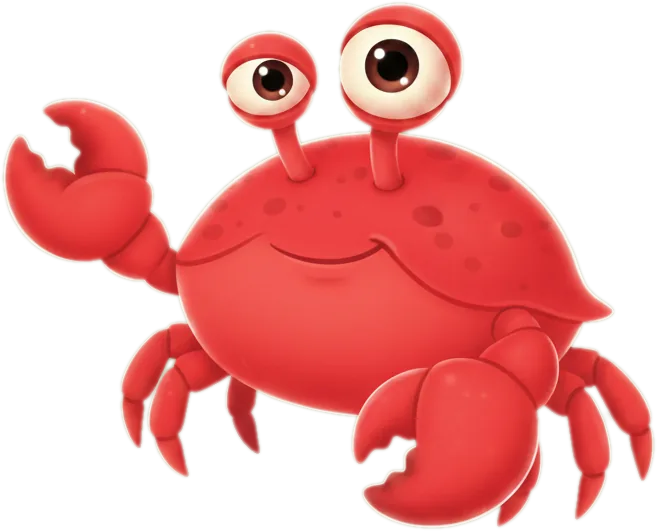 Spike, a red crab with a big claw.